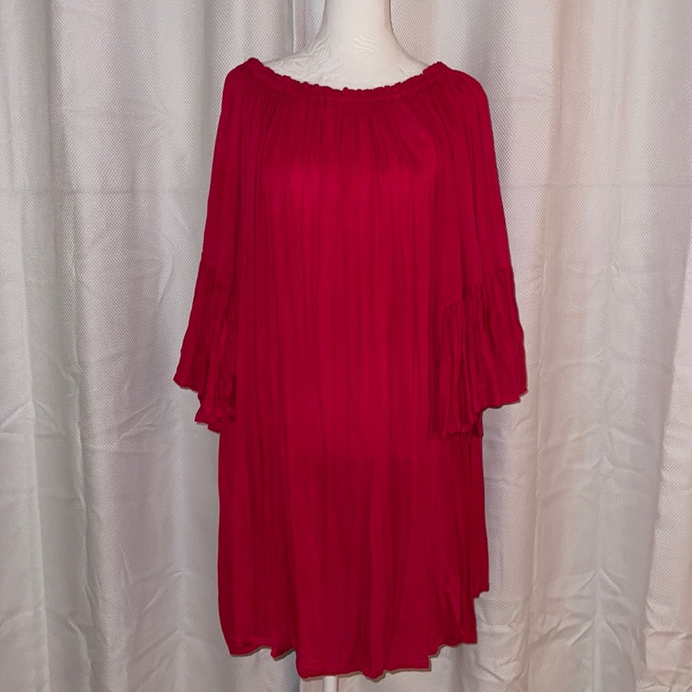 JUST FROM BALI Hot Pink mini dress, bathing suit cover, long blouse. One Size